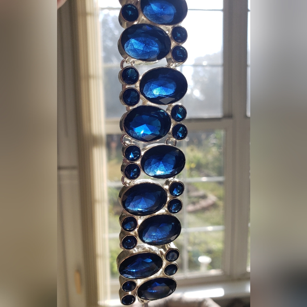 Sapphire & Sterling Bracelet-New, Huge Gemstones, Handmade by Artisans-Knockout! - Picture 16 of 16